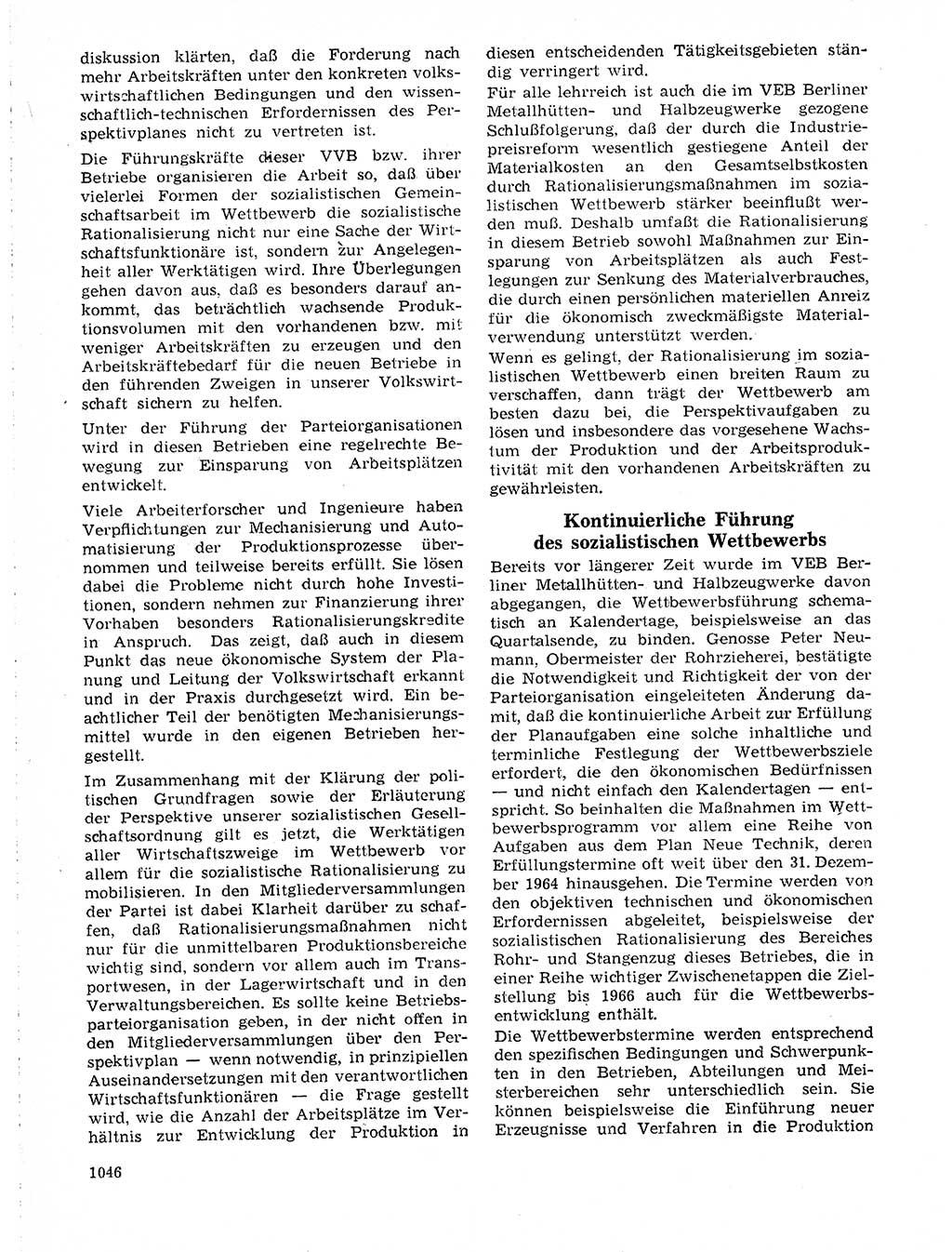 Neuer Weg (NW), Organ des Zentralkomitees (ZK) der SED (Sozialistische Einheitspartei Deutschlands) für Fragen des Parteilebens, 19. Jahrgang [Deutsche Demokratische Republik (DDR)] 1964, Seite 1046 (NW ZK SED DDR 1964, S. 1046)