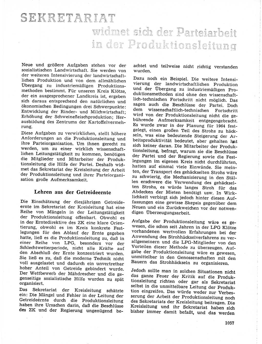 Neuer Weg (NW), Organ des Zentralkomitees (ZK) der SED (Sozialistische Einheitspartei Deutschlands) für Fragen des Parteilebens, 19. Jahrgang [Deutsche Demokratische Republik (DDR)] 1964, Seite 1057 (NW ZK SED DDR 1964, S. 1057)