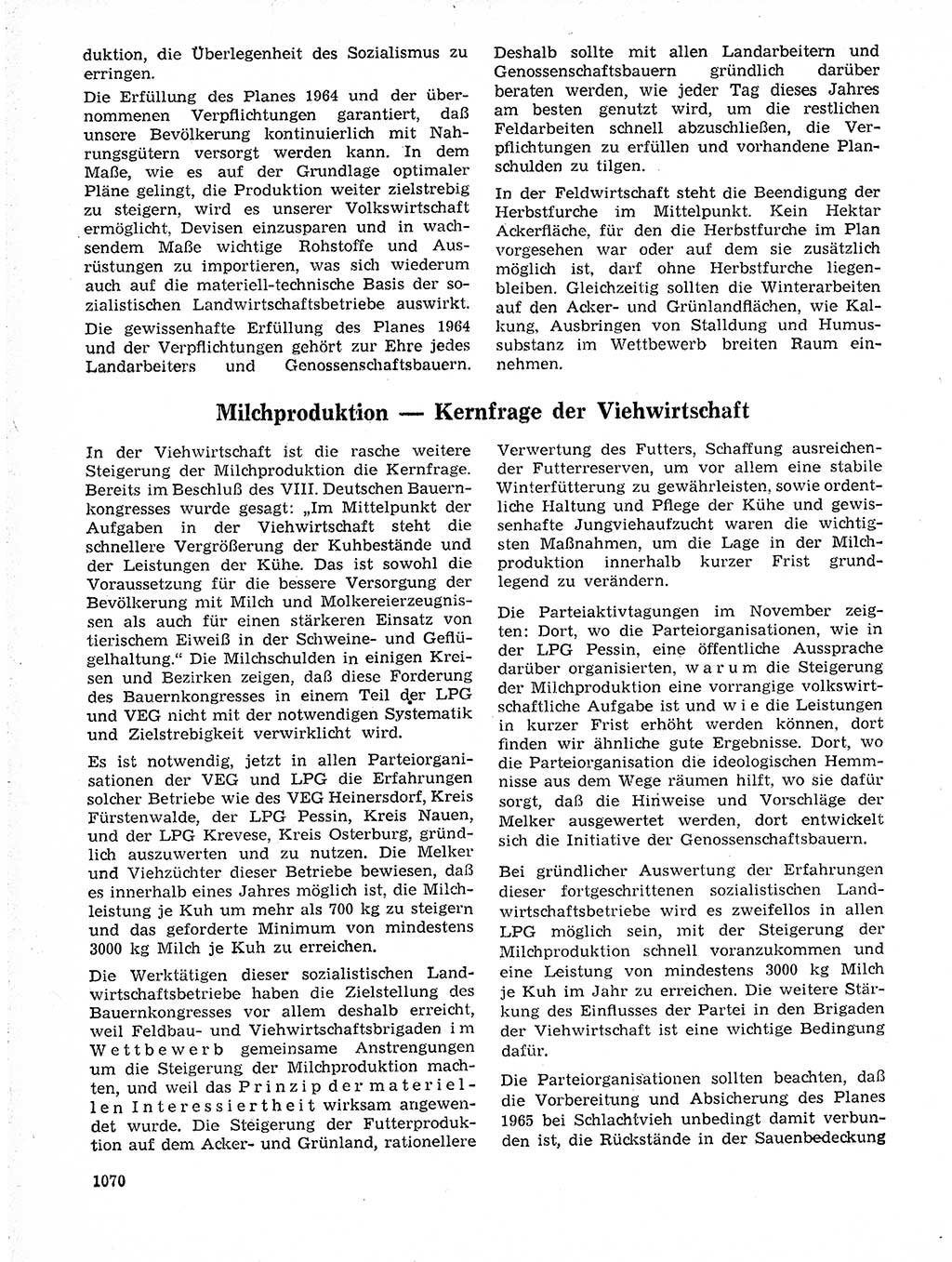 Neuer Weg (NW), Organ des Zentralkomitees (ZK) der SED (Sozialistische Einheitspartei Deutschlands) für Fragen des Parteilebens, 19. Jahrgang [Deutsche Demokratische Republik (DDR)] 1964, Seite 1070 (NW ZK SED DDR 1964, S. 1070)