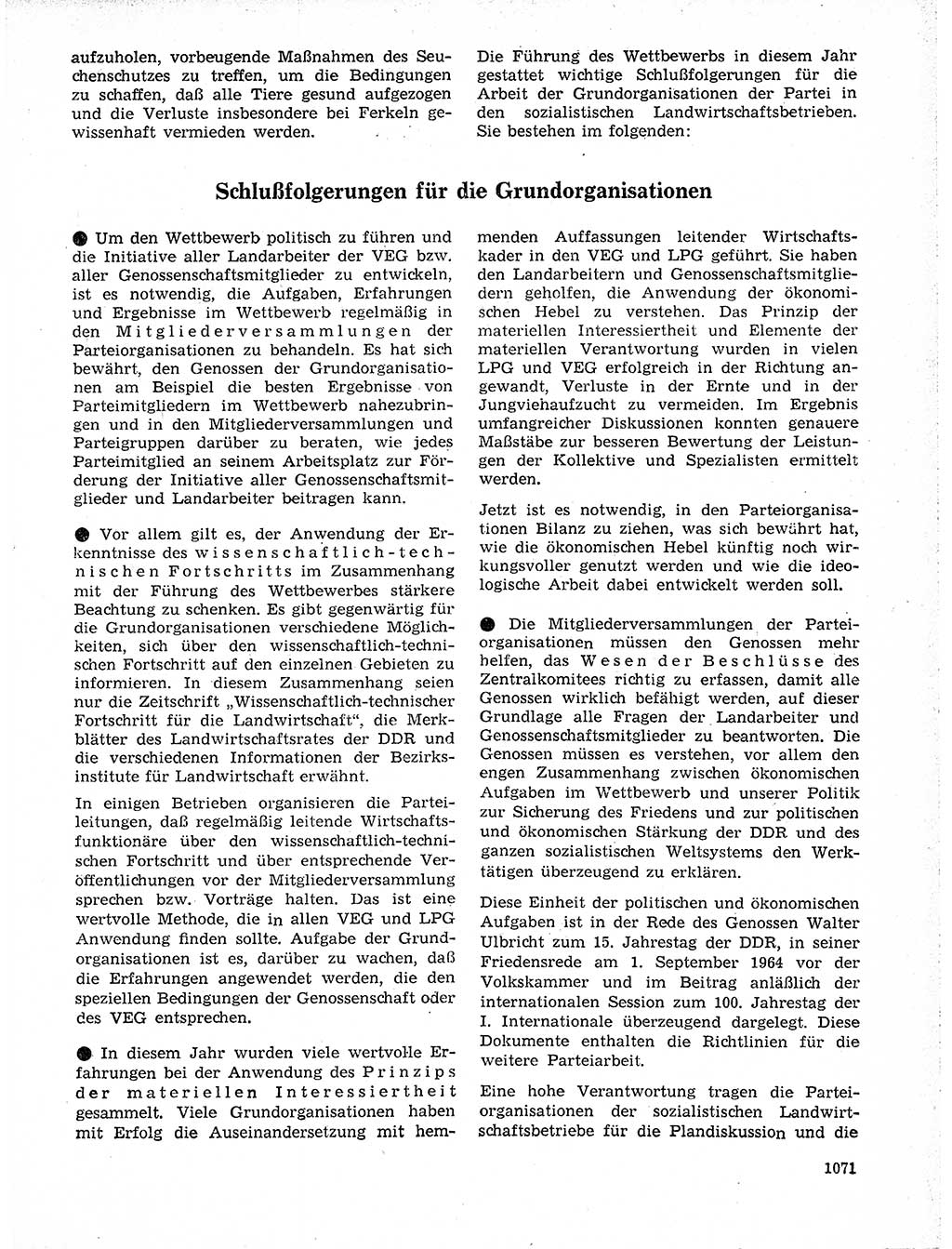 Neuer Weg (NW), Organ des Zentralkomitees (ZK) der SED (Sozialistische Einheitspartei Deutschlands) für Fragen des Parteilebens, 19. Jahrgang [Deutsche Demokratische Republik (DDR)] 1964, Seite 1071 (NW ZK SED DDR 1964, S. 1071)