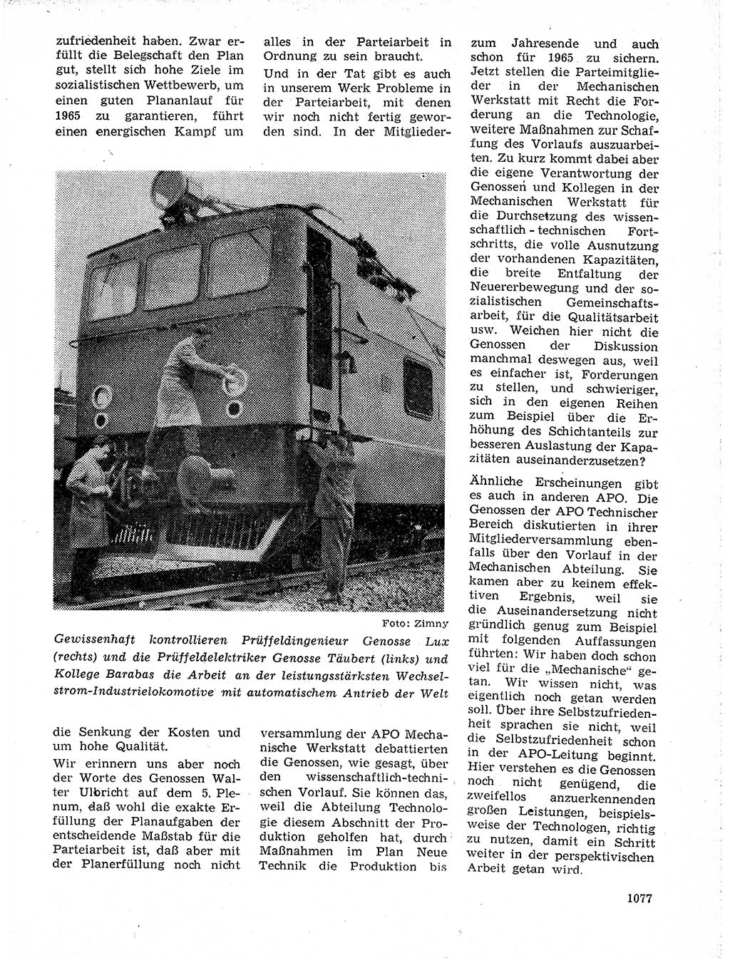 Neuer Weg (NW), Organ des Zentralkomitees (ZK) der SED (Sozialistische Einheitspartei Deutschlands) für Fragen des Parteilebens, 19. Jahrgang [Deutsche Demokratische Republik (DDR)] 1964, Seite 1077 (NW ZK SED DDR 1964, S. 1077)