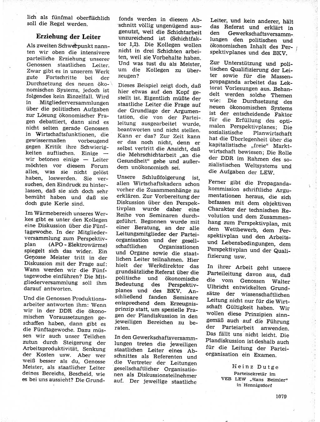 Neuer Weg (NW), Organ des Zentralkomitees (ZK) der SED (Sozialistische Einheitspartei Deutschlands) für Fragen des Parteilebens, 19. Jahrgang [Deutsche Demokratische Republik (DDR)] 1964, Seite 1079 (NW ZK SED DDR 1964, S. 1079)