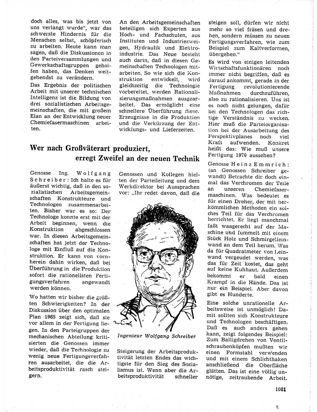 Neuer Weg (NW), Organ des Zentralkomitees (ZK) der SED (Sozialistische Einheitspartei Deutschlands) für Fragen des Parteilebens, 19. Jahrgang [Deutsche Demokratische Republik (DDR)] 1964, Seite 1081 (NW ZK SED DDR 1964, S. 1081)