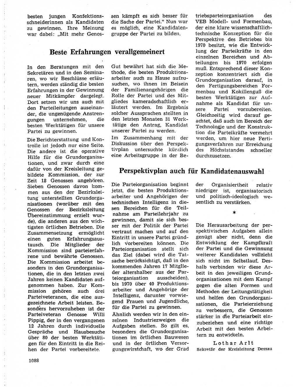 Neuer Weg (NW), Organ des Zentralkomitees (ZK) der SED (Sozialistische Einheitspartei Deutschlands) für Fragen des Parteilebens, 19. Jahrgang [Deutsche Demokratische Republik (DDR)] 1964, Seite 1088 (NW ZK SED DDR 1964, S. 1088)