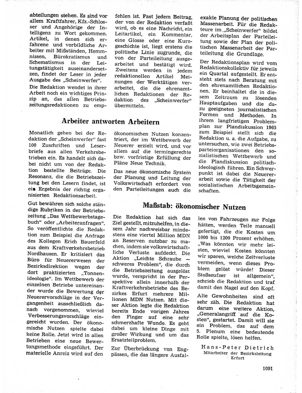 Neuer Weg (NW), Organ des Zentralkomitees (ZK) der SED (Sozialistische Einheitspartei Deutschlands) für Fragen des Parteilebens, 19. Jahrgang [Deutsche Demokratische Republik (DDR)] 1964, Seite 1091 (NW ZK SED DDR 1964, S. 1091)
