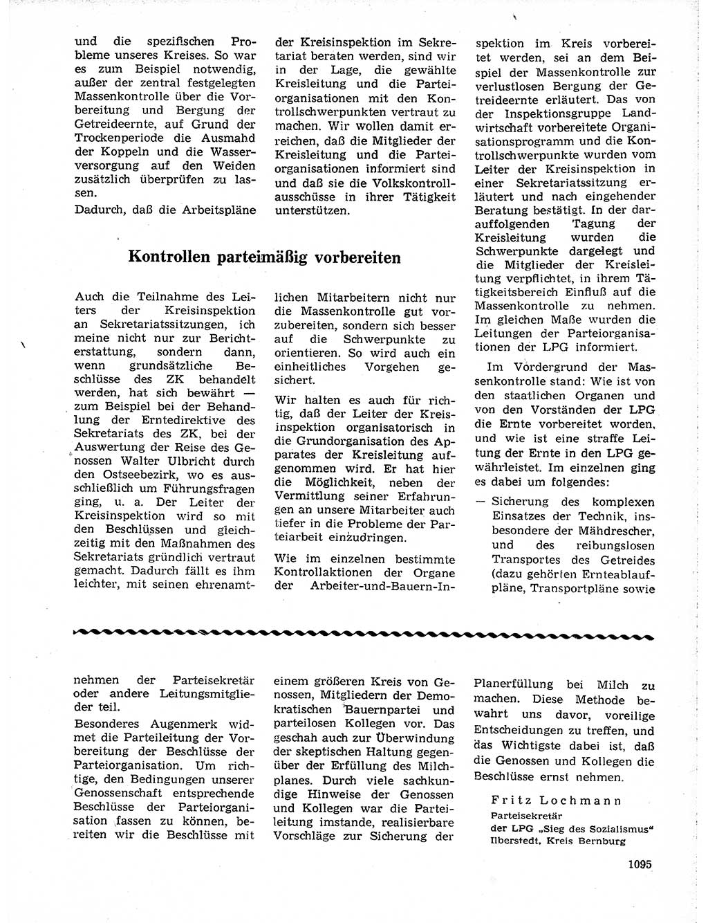 Neuer Weg (NW), Organ des Zentralkomitees (ZK) der SED (Sozialistische Einheitspartei Deutschlands) für Fragen des Parteilebens, 19. Jahrgang [Deutsche Demokratische Republik (DDR)] 1964, Seite 1095 (NW ZK SED DDR 1964, S. 1095)