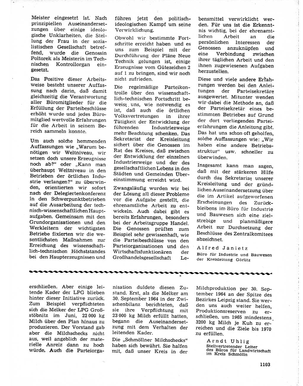 Neuer Weg (NW), Organ des Zentralkomitees (ZK) der SED (Sozialistische Einheitspartei Deutschlands) für Fragen des Parteilebens, 19. Jahrgang [Deutsche Demokratische Republik (DDR)] 1964, Seite 1103 (NW ZK SED DDR 1964, S. 1103)