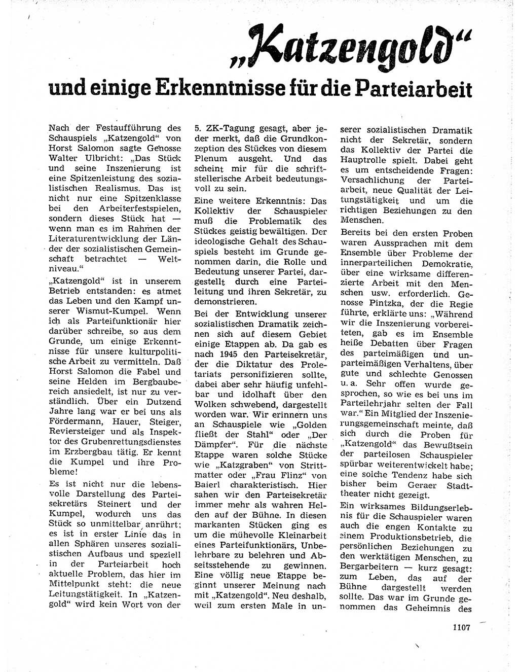 Neuer Weg (NW), Organ des Zentralkomitees (ZK) der SED (Sozialistische Einheitspartei Deutschlands) für Fragen des Parteilebens, 19. Jahrgang [Deutsche Demokratische Republik (DDR)] 1964, Seite 1107 (NW ZK SED DDR 1964, S. 1107)