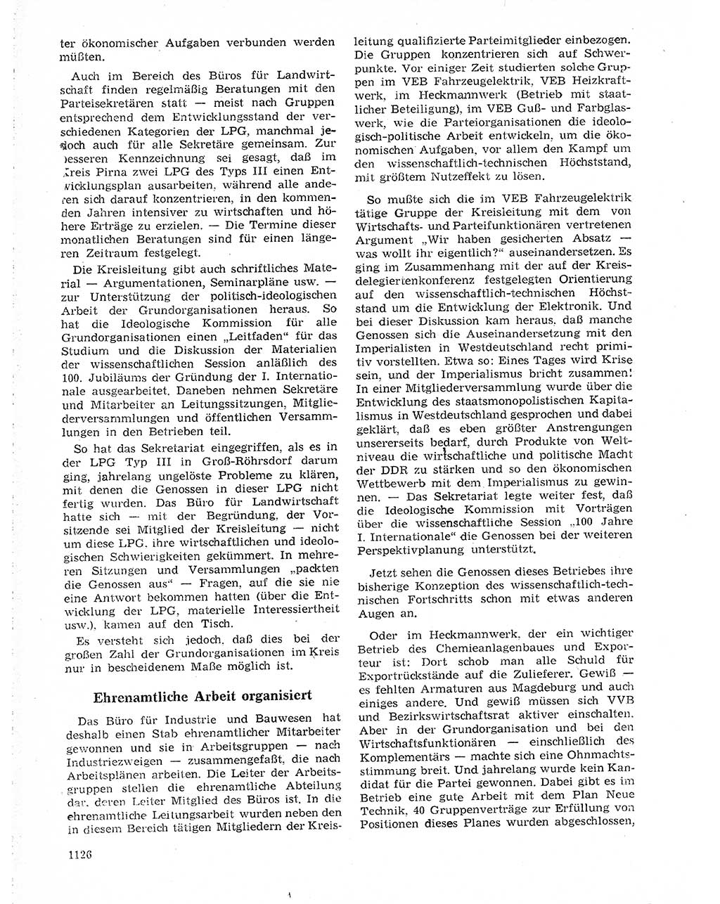 Neuer Weg (NW), Organ des Zentralkomitees (ZK) der SED (Sozialistische Einheitspartei Deutschlands) für Fragen des Parteilebens, 19. Jahrgang [Deutsche Demokratische Republik (DDR)] 1964, Seite 1126 (NW ZK SED DDR 1964, S. 1126)