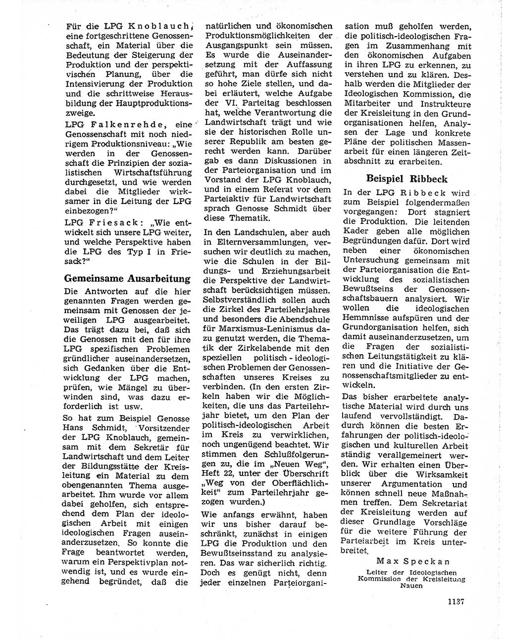 Neuer Weg (NW), Organ des Zentralkomitees (ZK) der SED (Sozialistische Einheitspartei Deutschlands) für Fragen des Parteilebens, 19. Jahrgang [Deutsche Demokratische Republik (DDR)] 1964, Seite 1137 (NW ZK SED DDR 1964, S. 1137)