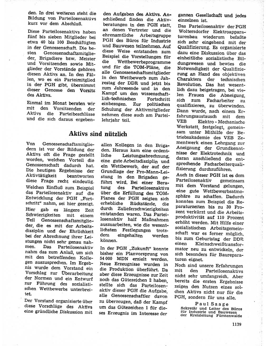 Neuer Weg (NW), Organ des Zentralkomitees (ZK) der SED (Sozialistische Einheitspartei Deutschlands) für Fragen des Parteilebens, 19. Jahrgang [Deutsche Demokratische Republik (DDR)] 1964, Seite 1139 (NW ZK SED DDR 1964, S. 1139)