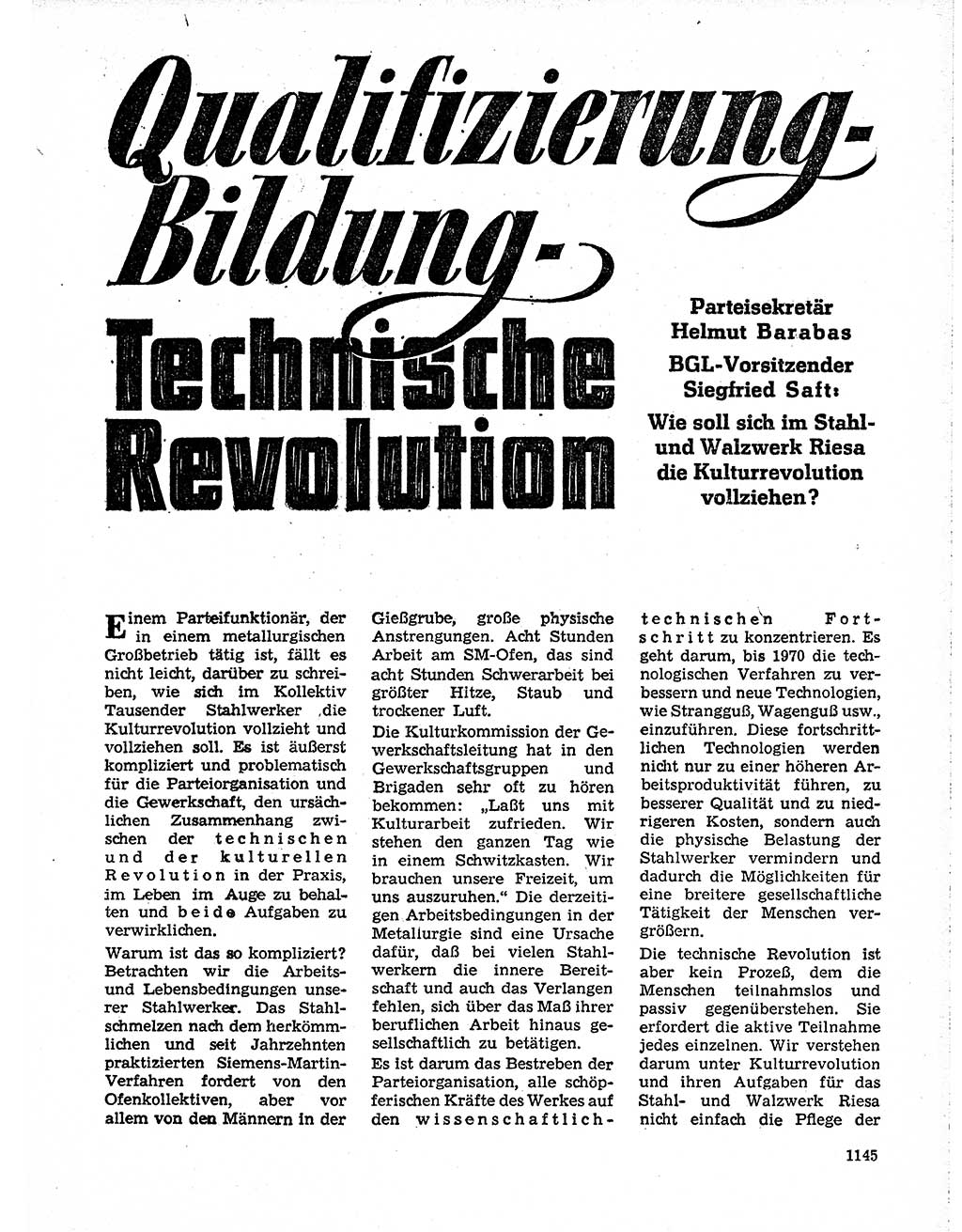 Neuer Weg (NW), Organ des Zentralkomitees (ZK) der SED (Sozialistische Einheitspartei Deutschlands) für Fragen des Parteilebens, 19. Jahrgang [Deutsche Demokratische Republik (DDR)] 1964, Seite 1145 (NW ZK SED DDR 1964, S. 1145)