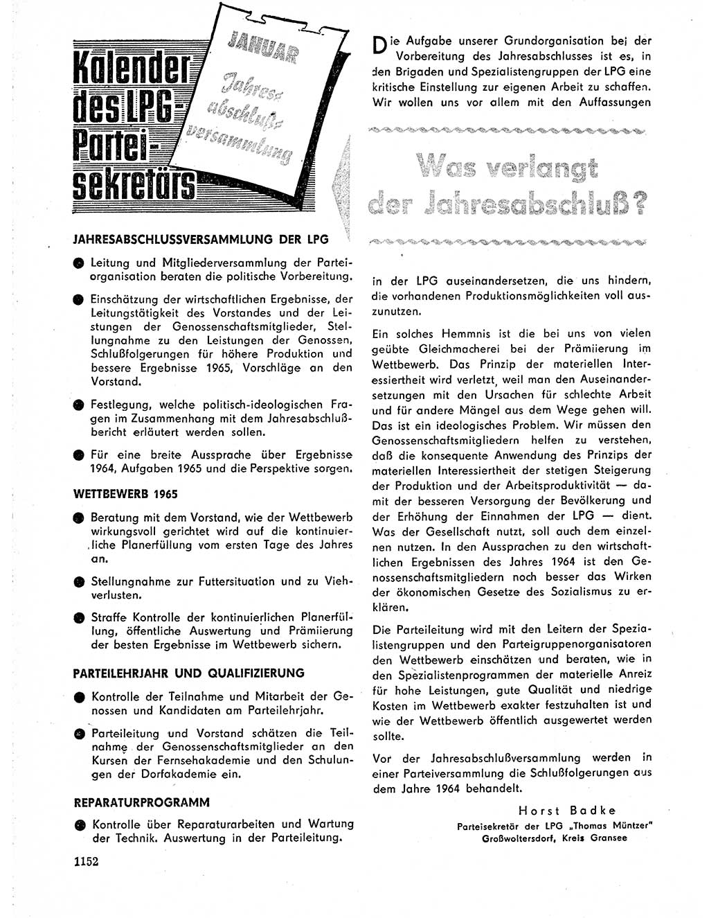 Neuer Weg (NW), Organ des Zentralkomitees (ZK) der SED (Sozialistische Einheitspartei Deutschlands) für Fragen des Parteilebens, 19. Jahrgang [Deutsche Demokratische Republik (DDR)] 1964, Seite 1152 (NW ZK SED DDR 1964, S. 1152)