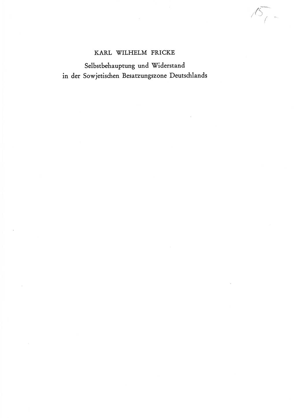 Selbstbehauptung und Widerstand in der Sowjetischen Besatzungszone (SBZ) Deutschlands [Deutsche Demokratische Republik (DDR)] 1964, Seite 1 (Selbstbeh. Wdst. SBZ Dtl. DDR 1964, S. 1)