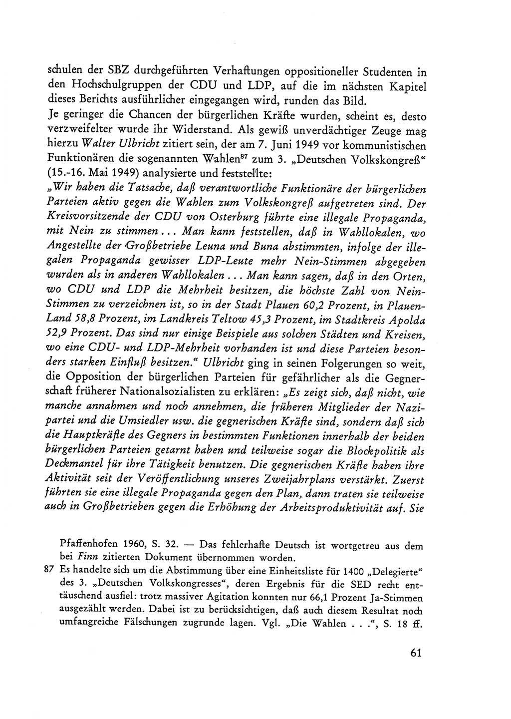 Selbstbehauptung und Widerstand in der Sowjetischen Besatzungszone (SBZ) Deutschlands [Deutsche Demokratische Republik (DDR)] 1964, Seite 61 (Selbstbeh. Wdst. SBZ Dtl. DDR 1964, S. 61)