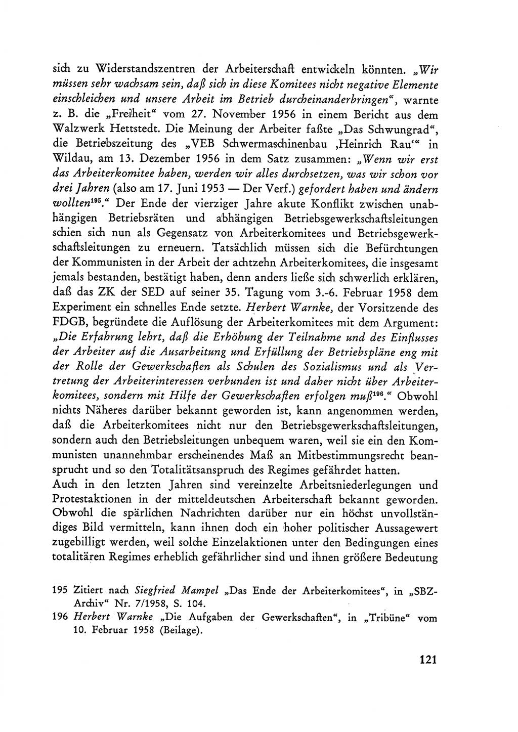 Selbstbehauptung und Widerstand in der Sowjetischen Besatzungszone (SBZ) Deutschlands [Deutsche Demokratische Republik (DDR)] 1964, Seite 121 (Selbstbeh. Wdst. SBZ Dtl. DDR 1964, S. 121)