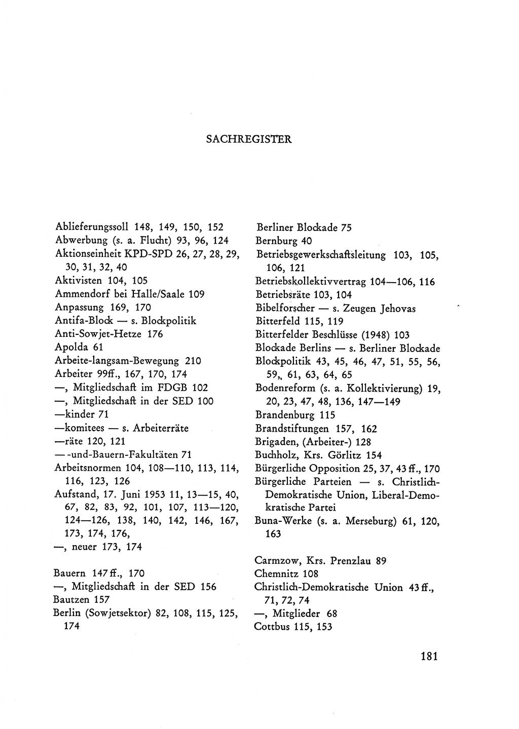 Selbstbehauptung und Widerstand in der Sowjetischen Besatzungszone (SBZ) Deutschlands [Deutsche Demokratische Republik (DDR)] 1964, Seite 181 (Selbstbeh. Wdst. SBZ Dtl. DDR 1964, S. 181)