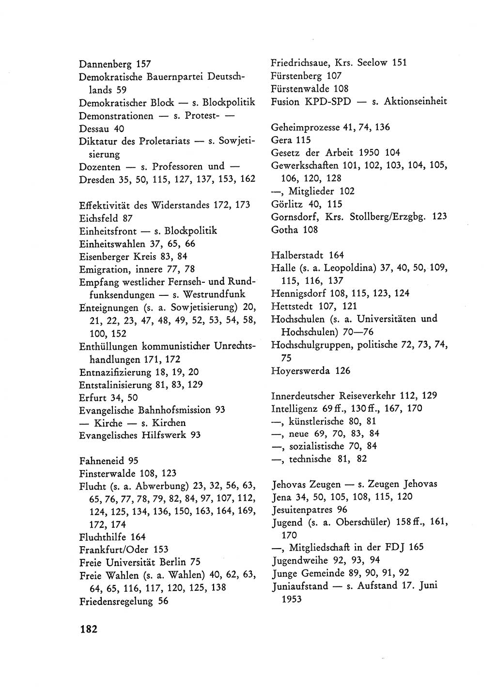 Selbstbehauptung und Widerstand in der Sowjetischen Besatzungszone (SBZ) Deutschlands [Deutsche Demokratische Republik (DDR)] 1964, Seite 182 (Selbstbeh. Wdst. SBZ Dtl. DDR 1964, S. 182)