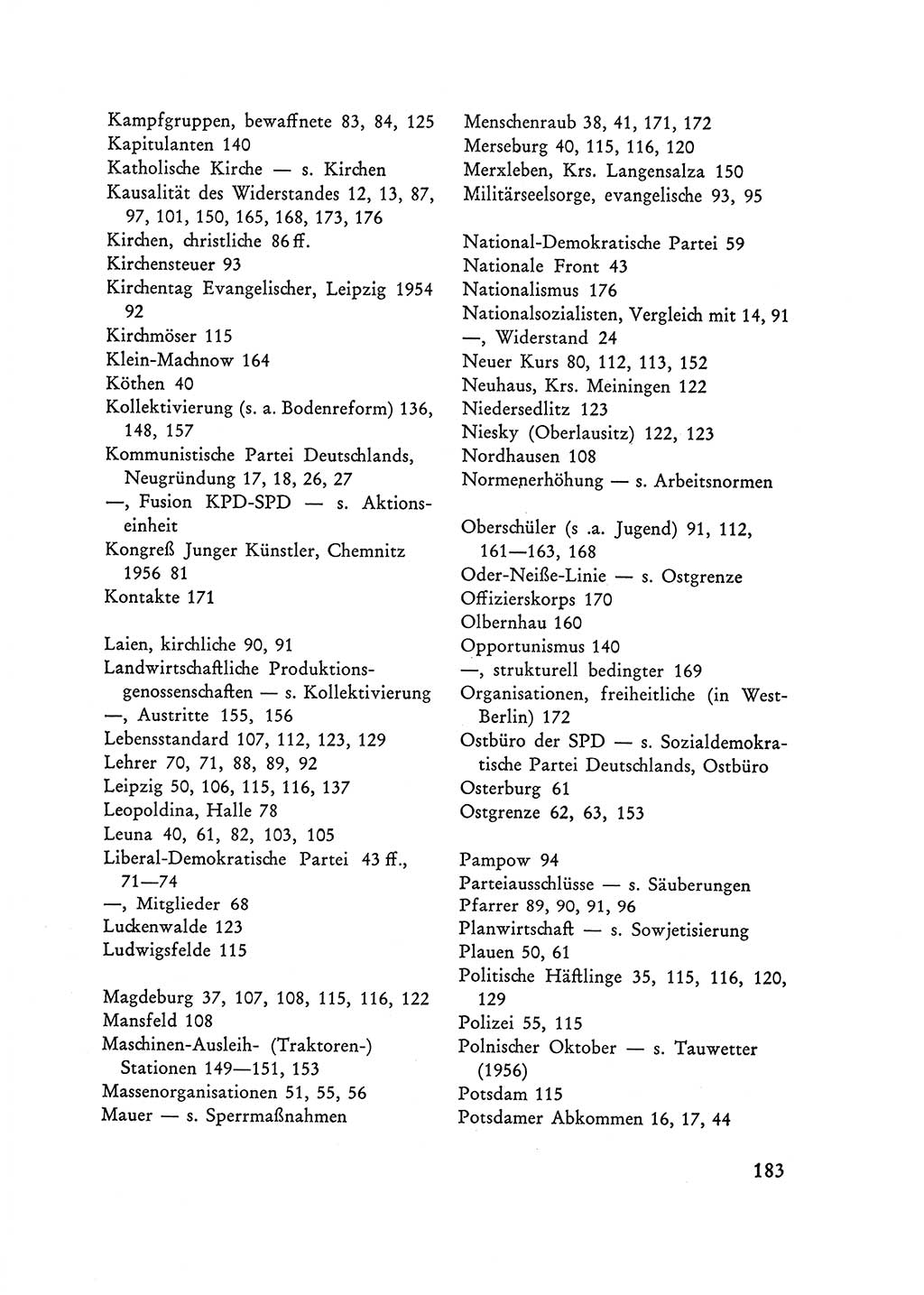 Selbstbehauptung und Widerstand in der Sowjetischen Besatzungszone (SBZ) Deutschlands [Deutsche Demokratische Republik (DDR)] 1964, Seite 183 (Selbstbeh. Wdst. SBZ Dtl. DDR 1964, S. 183)