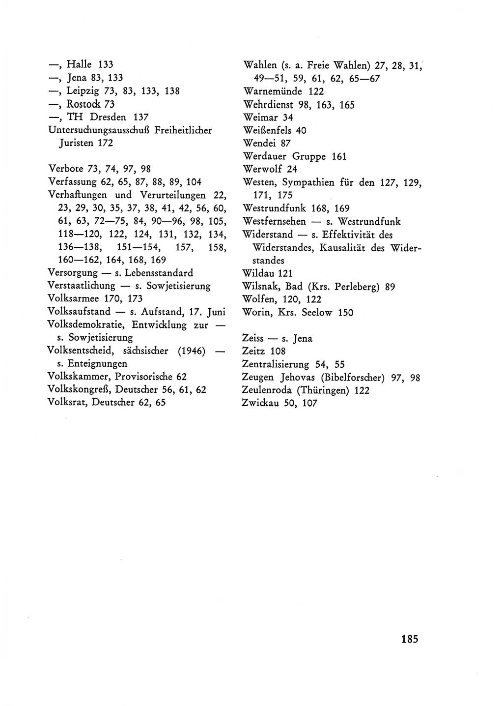 Selbstbehauptung und Widerstand in der Sowjetischen Besatzungszone (SBZ) Deutschlands [Deutsche Demokratische Republik (DDR)] 1964, Seite 185 (Selbstbeh. Wdst. SBZ Dtl. DDR 1964, S. 185)