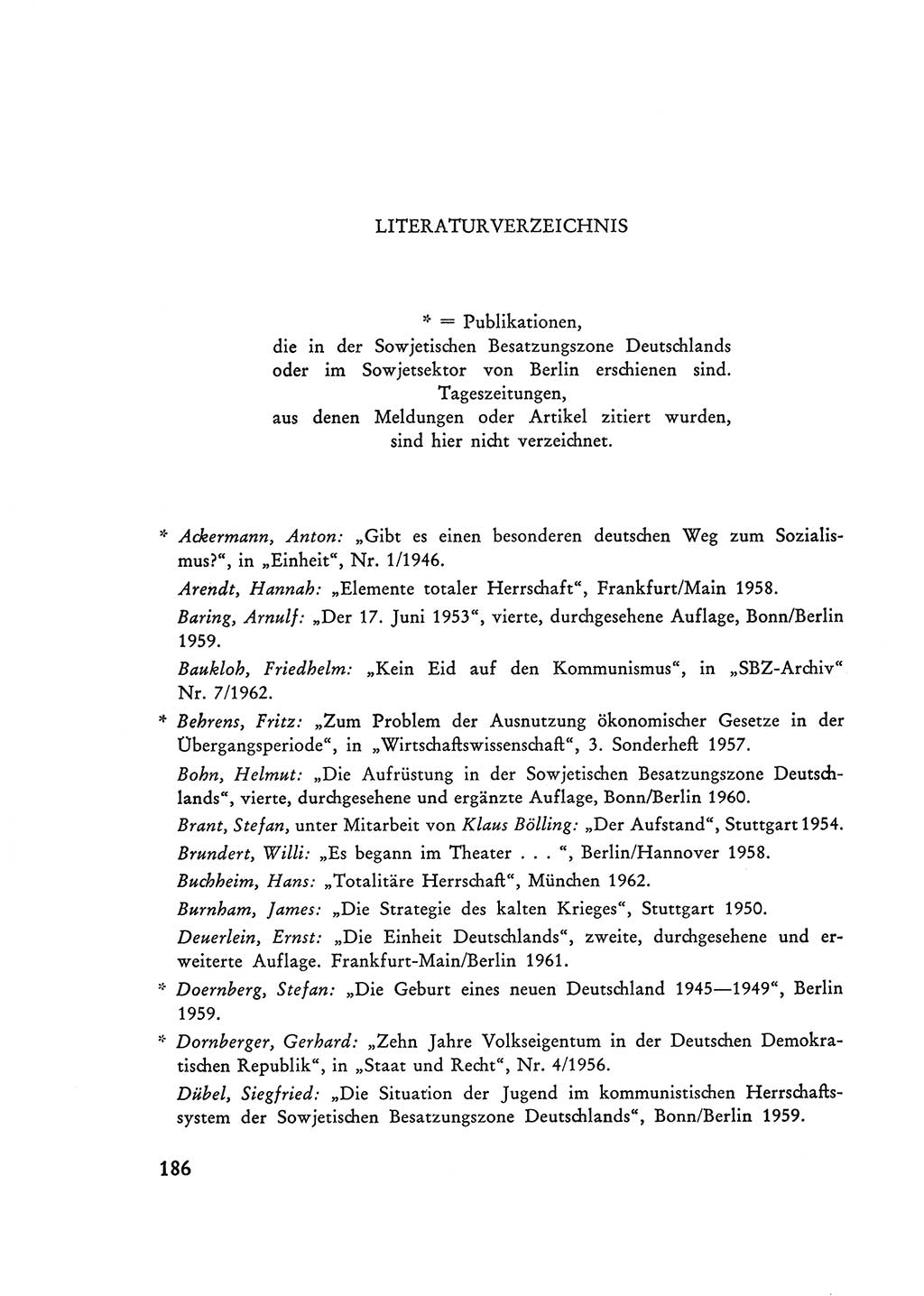 Selbstbehauptung und Widerstand in der Sowjetischen Besatzungszone (SBZ) Deutschlands [Deutsche Demokratische Republik (DDR)] 1964, Seite 186 (Selbstbeh. Wdst. SBZ Dtl. DDR 1964, S. 186)