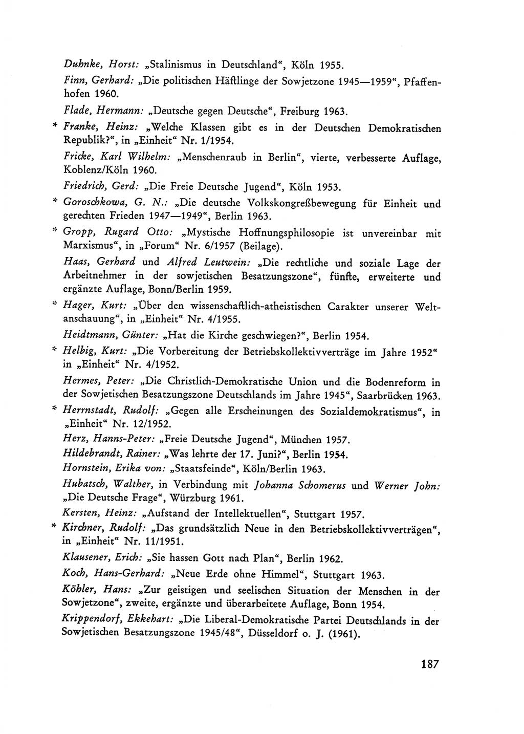 Selbstbehauptung und Widerstand in der Sowjetischen Besatzungszone (SBZ) Deutschlands [Deutsche Demokratische Republik (DDR)] 1964, Seite 187 (Selbstbeh. Wdst. SBZ Dtl. DDR 1964, S. 187)