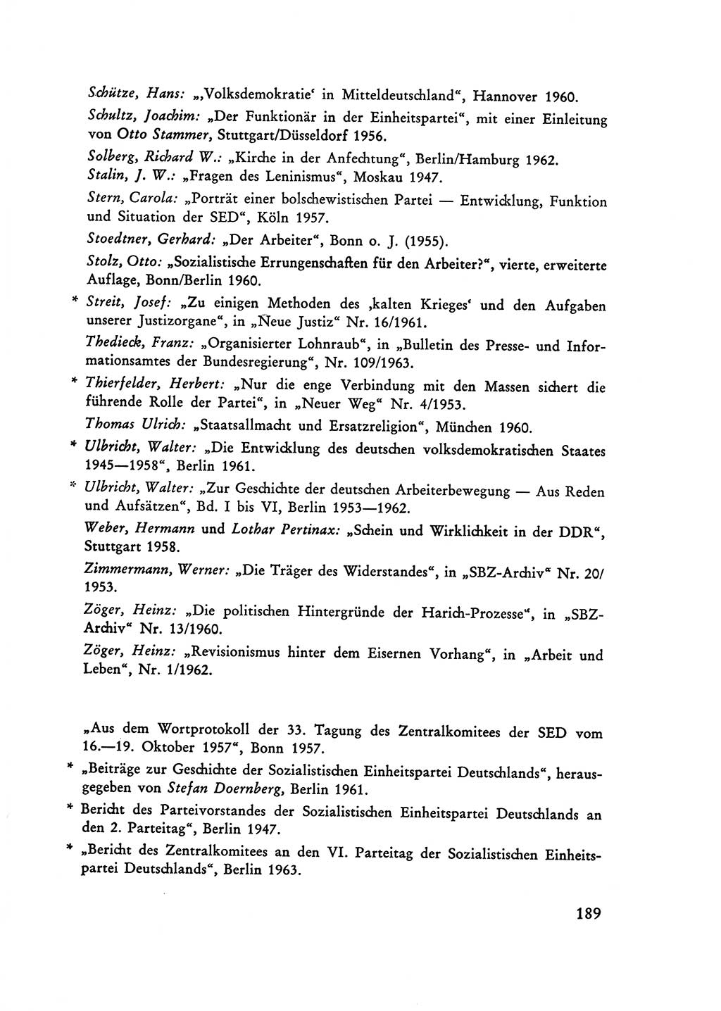 Selbstbehauptung und Widerstand in der Sowjetischen Besatzungszone (SBZ) Deutschlands [Deutsche Demokratische Republik (DDR)] 1964, Seite 189 (Selbstbeh. Wdst. SBZ Dtl. DDR 1964, S. 189)