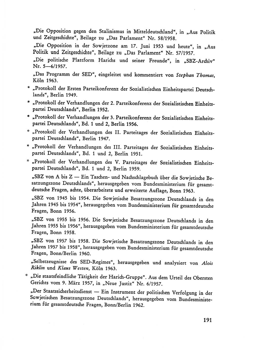 Selbstbehauptung und Widerstand in der Sowjetischen Besatzungszone (SBZ) Deutschlands [Deutsche Demokratische Republik (DDR)] 1964, Seite 191 (Selbstbeh. Wdst. SBZ Dtl. DDR 1964, S. 191)