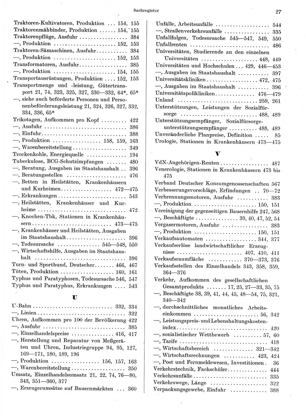 Statistisches Jahrbuch der Deutschen Demokratischen Republik (DDR) 1964, Seite 27 (Stat. Jb. DDR 1964, S. 27)