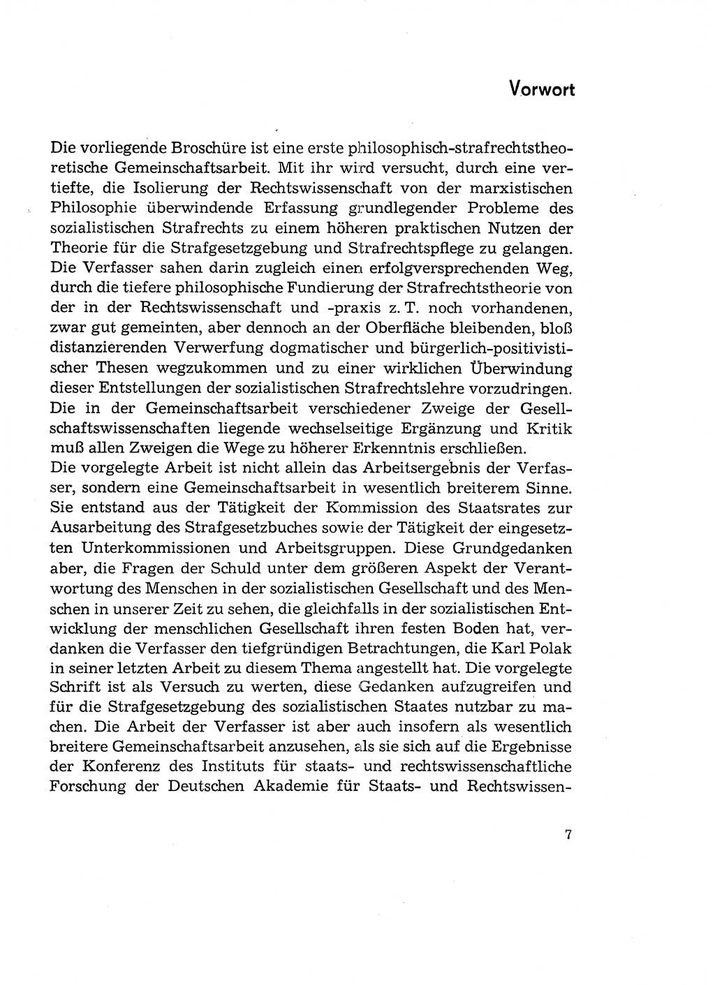 Verantwortung und Schuld im neuen Strafgesetzbuch (StGB) [Deutsche Demokratische Republik (DDR)] 1964, Seite 7 (Verantw. Sch. StGB DDR 1964, S. 7)