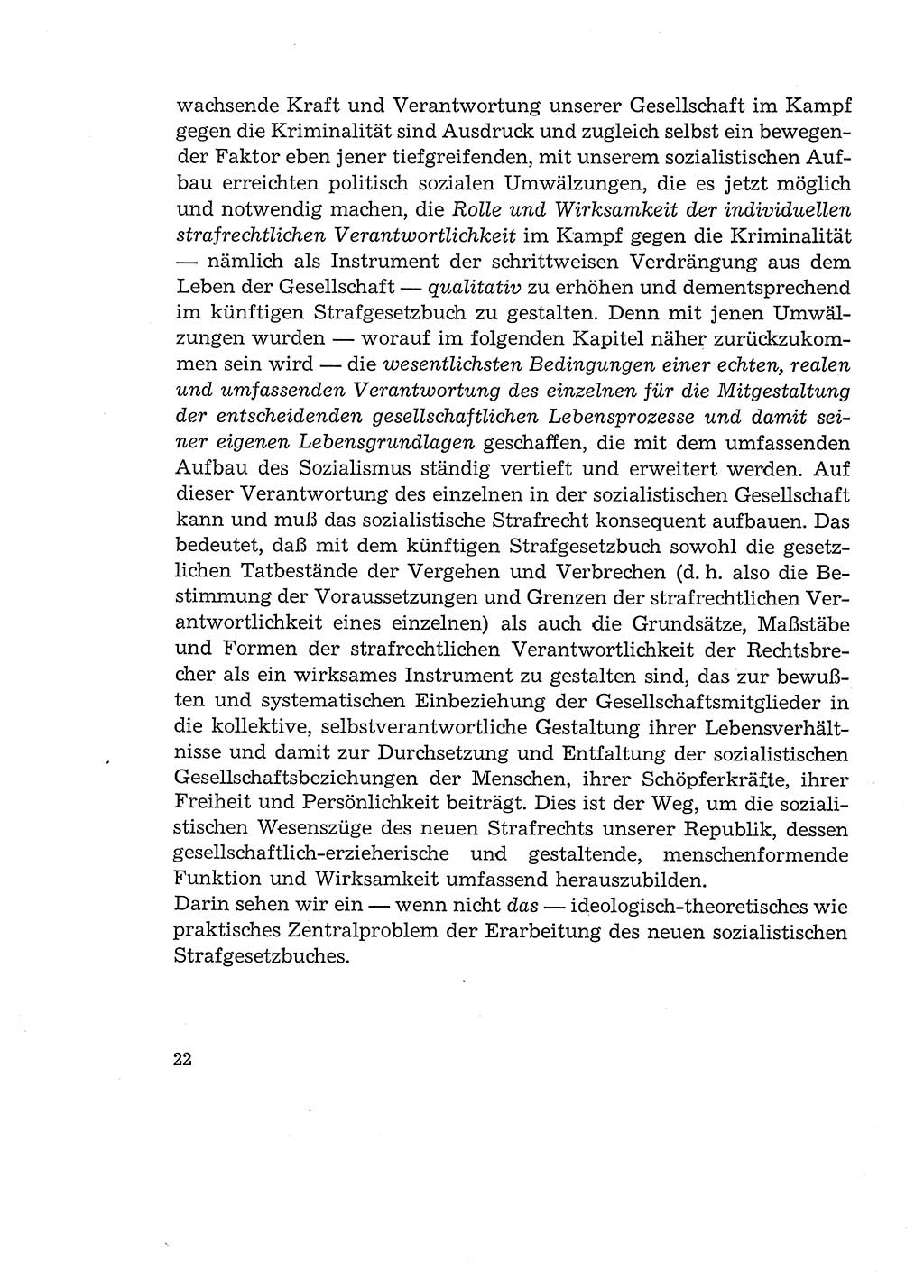 Verantwortung und Schuld im neuen Strafgesetzbuch (StGB) [Deutsche Demokratische Republik (DDR)] 1964, Seite 22 (Verantw. Sch. StGB DDR 1964, S. 22)