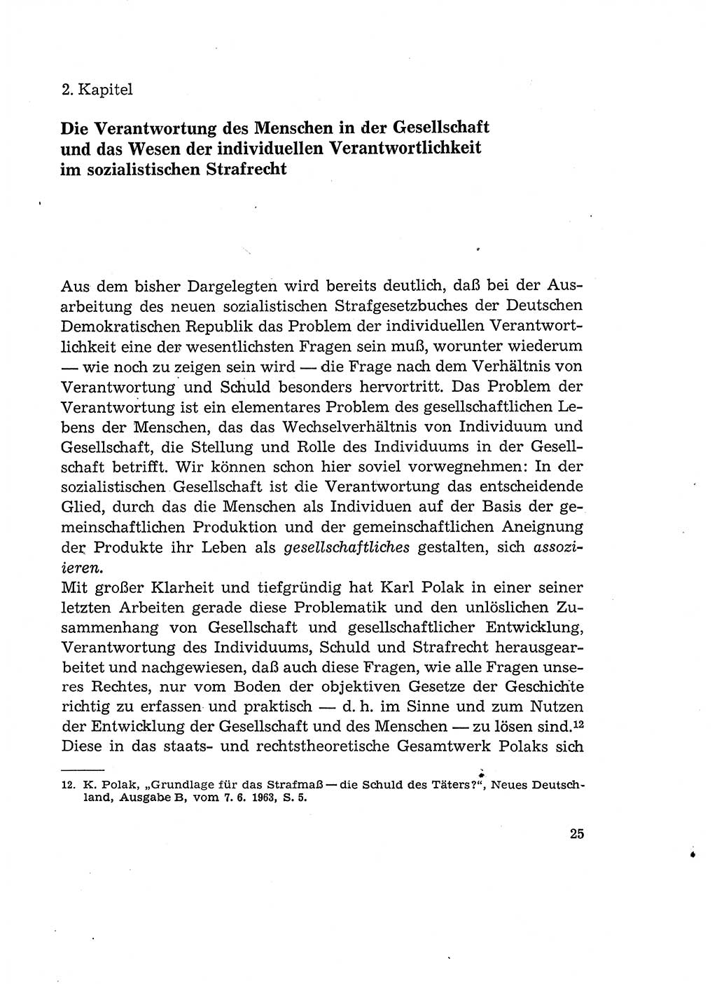 Verantwortung und Schuld im neuen Strafgesetzbuch (StGB) [Deutsche Demokratische Republik (DDR)] 1964, Seite 25 (Verantw. Sch. StGB DDR 1964, S. 25)