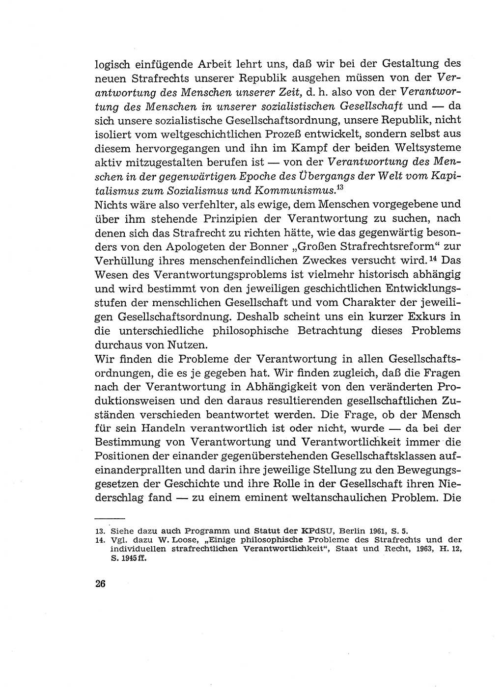 Verantwortung und Schuld im neuen Strafgesetzbuch (StGB) [Deutsche Demokratische Republik (DDR)] 1964, Seite 26 (Verantw. Sch. StGB DDR 1964, S. 26)