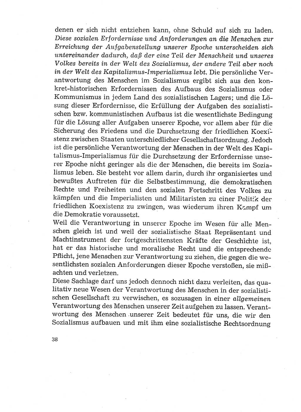 Verantwortung und Schuld im neuen Strafgesetzbuch (StGB) [Deutsche Demokratische Republik (DDR)] 1964, Seite 38 (Verantw. Sch. StGB DDR 1964, S. 38)