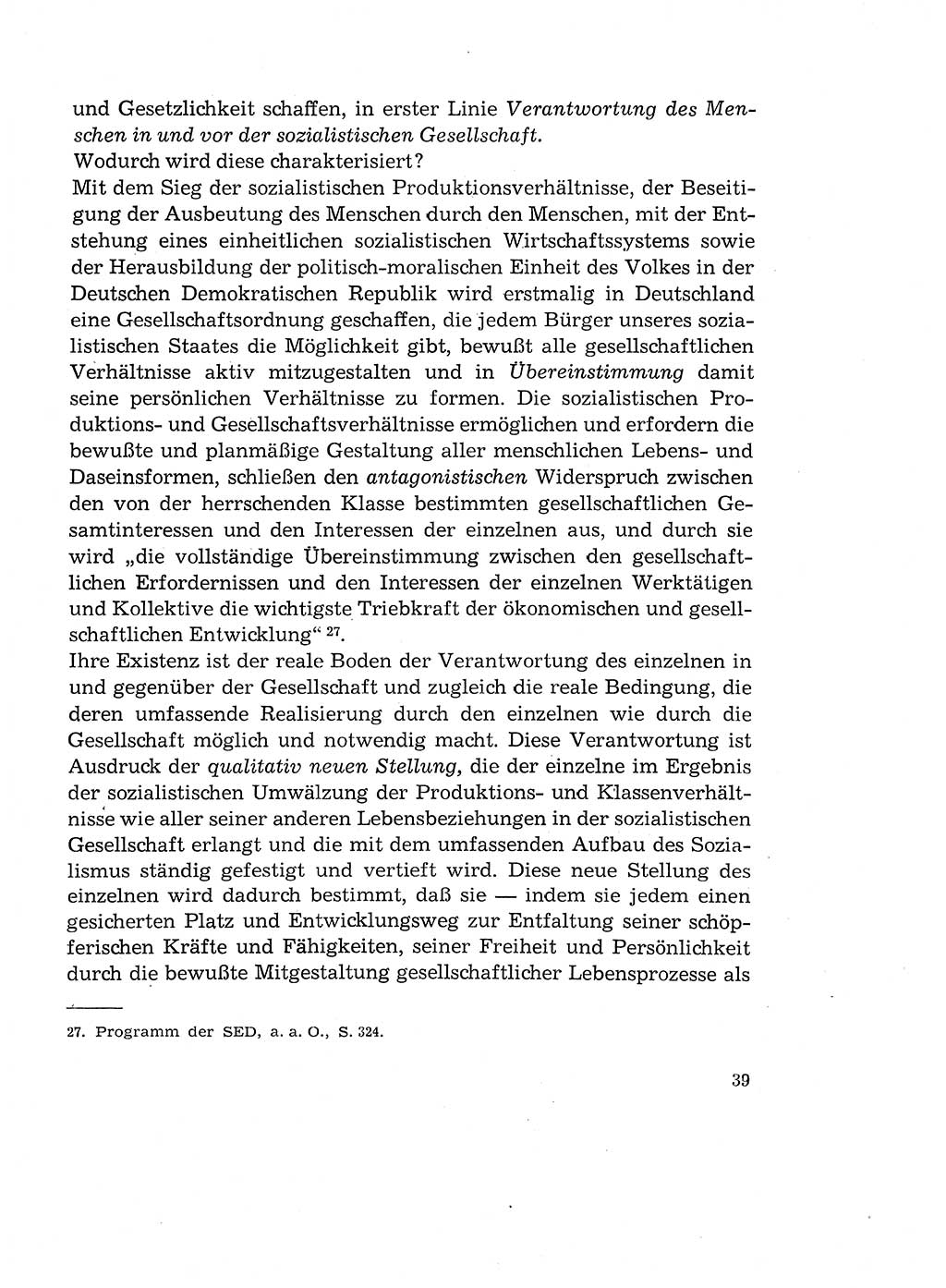 Verantwortung und Schuld im neuen Strafgesetzbuch (StGB) [Deutsche Demokratische Republik (DDR)] 1964, Seite 39 (Verantw. Sch. StGB DDR 1964, S. 39)