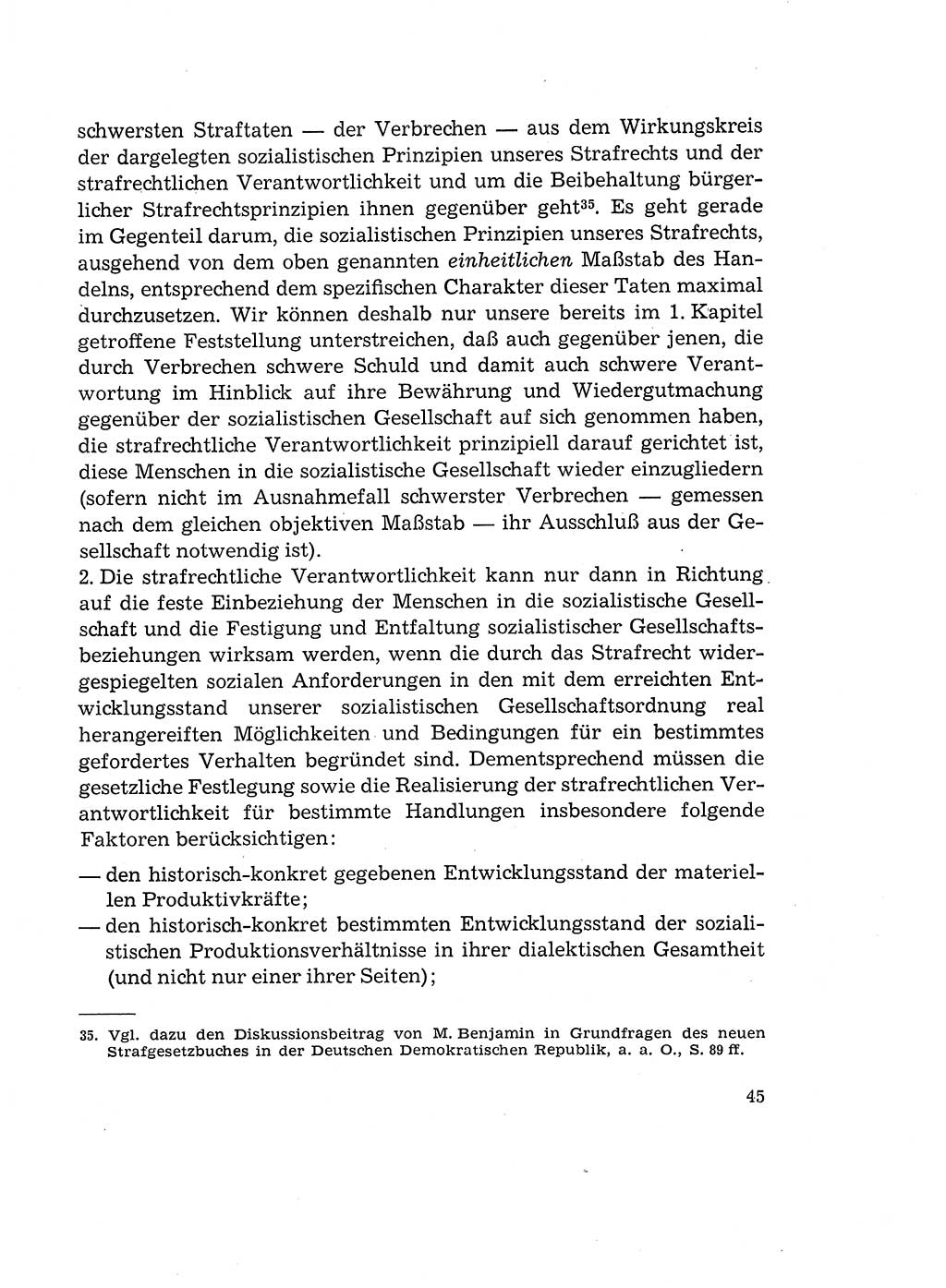 Verantwortung und Schuld im neuen Strafgesetzbuch (StGB) [Deutsche Demokratische Republik (DDR)] 1964, Seite 45 (Verantw. Sch. StGB DDR 1964, S. 45)