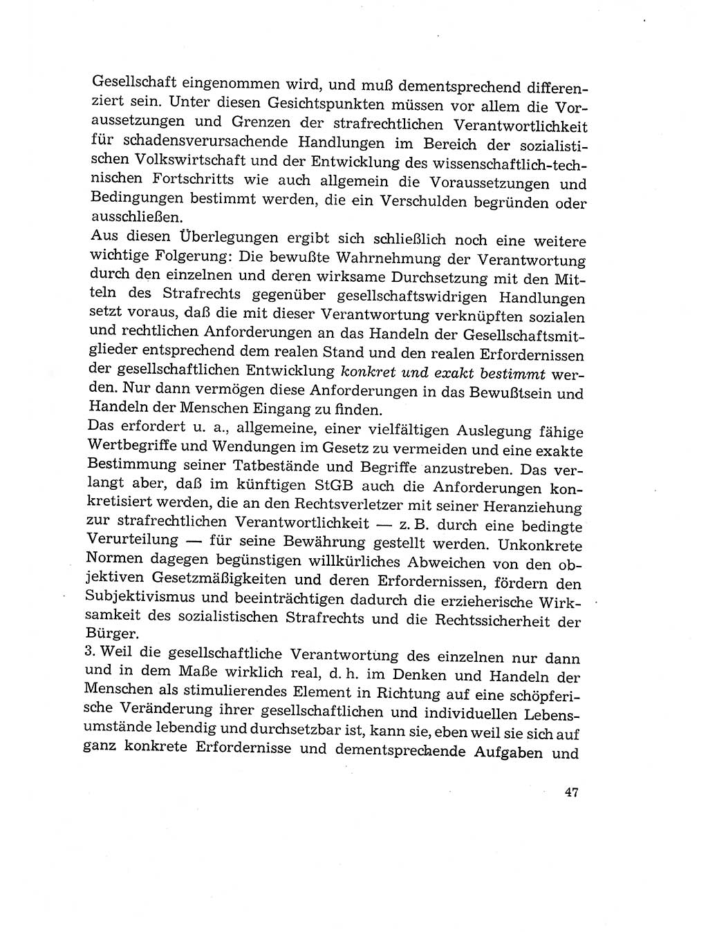 Verantwortung und Schuld im neuen Strafgesetzbuch (StGB) [Deutsche Demokratische Republik (DDR)] 1964, Seite 47 (Verantw. Sch. StGB DDR 1964, S. 47)