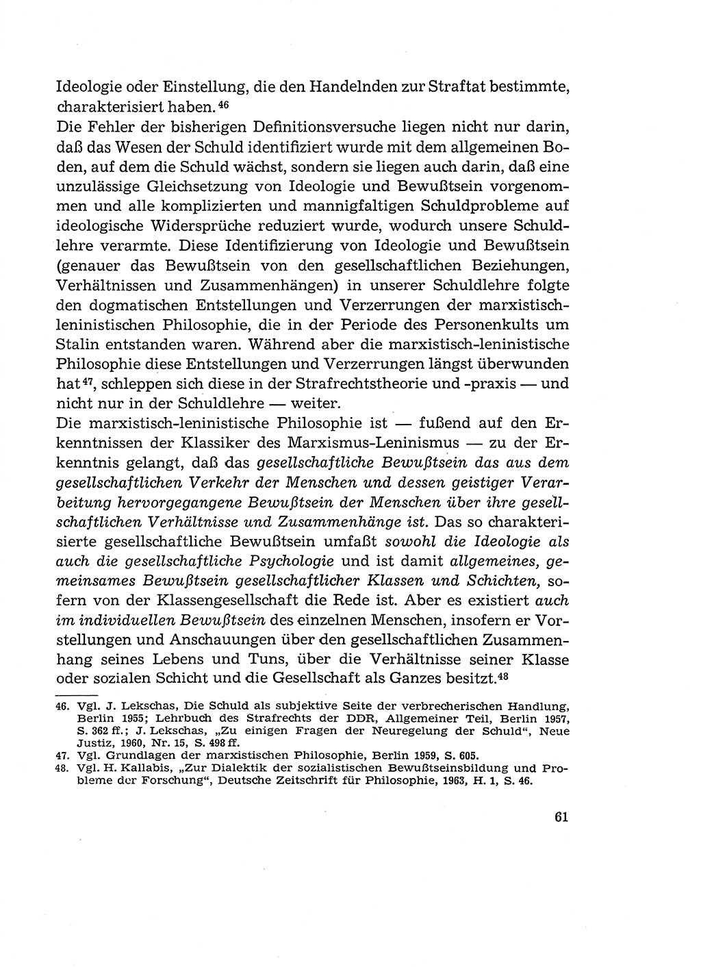 Verantwortung und Schuld im neuen Strafgesetzbuch (StGB) [Deutsche Demokratische Republik (DDR)] 1964, Seite 61 (Verantw. Sch. StGB DDR 1964, S. 61)