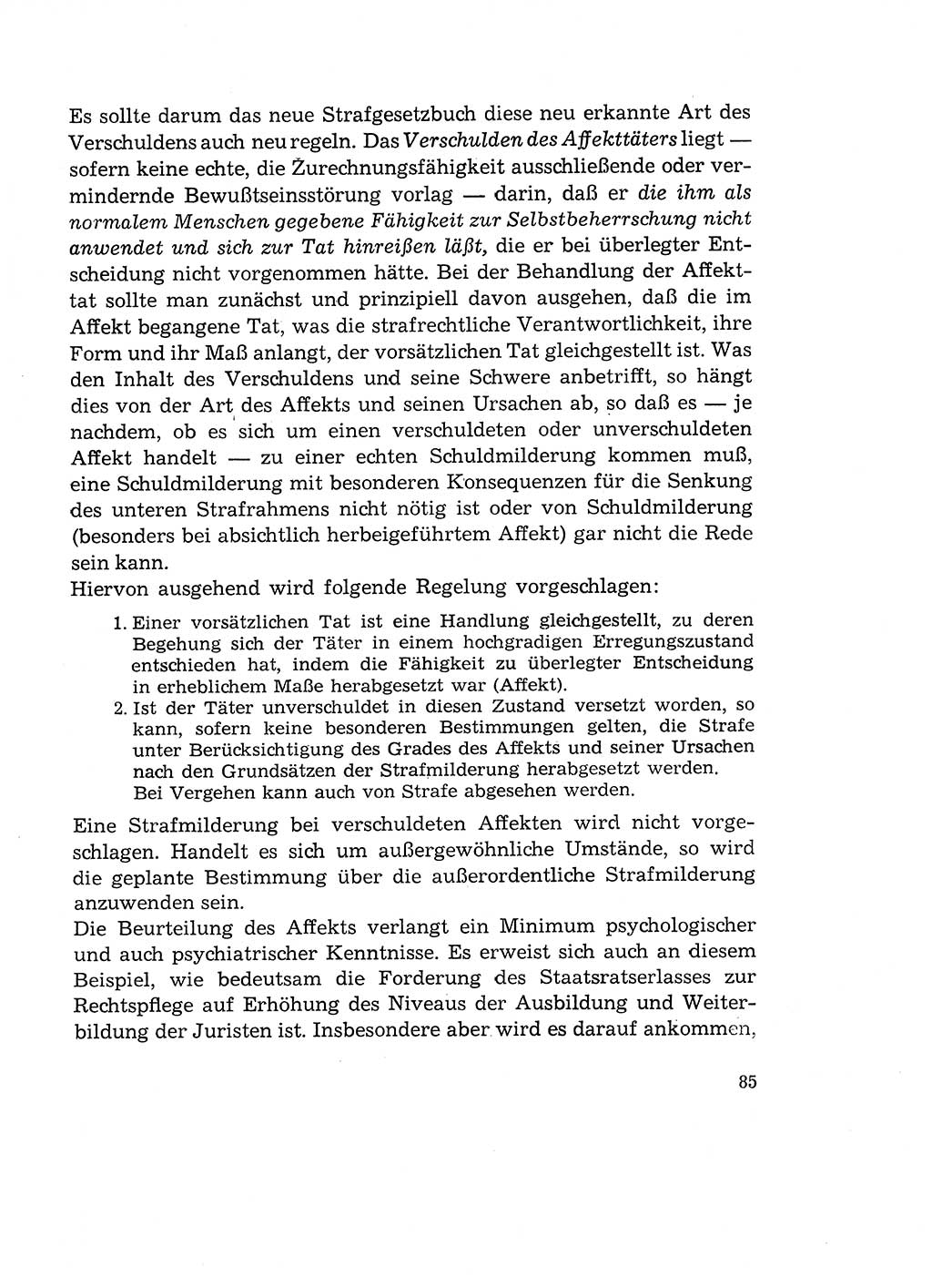 Verantwortung und Schuld im neuen Strafgesetzbuch (StGB) [Deutsche Demokratische Republik (DDR)] 1964, Seite 85 (Verantw. Sch. StGB DDR 1964, S. 85)