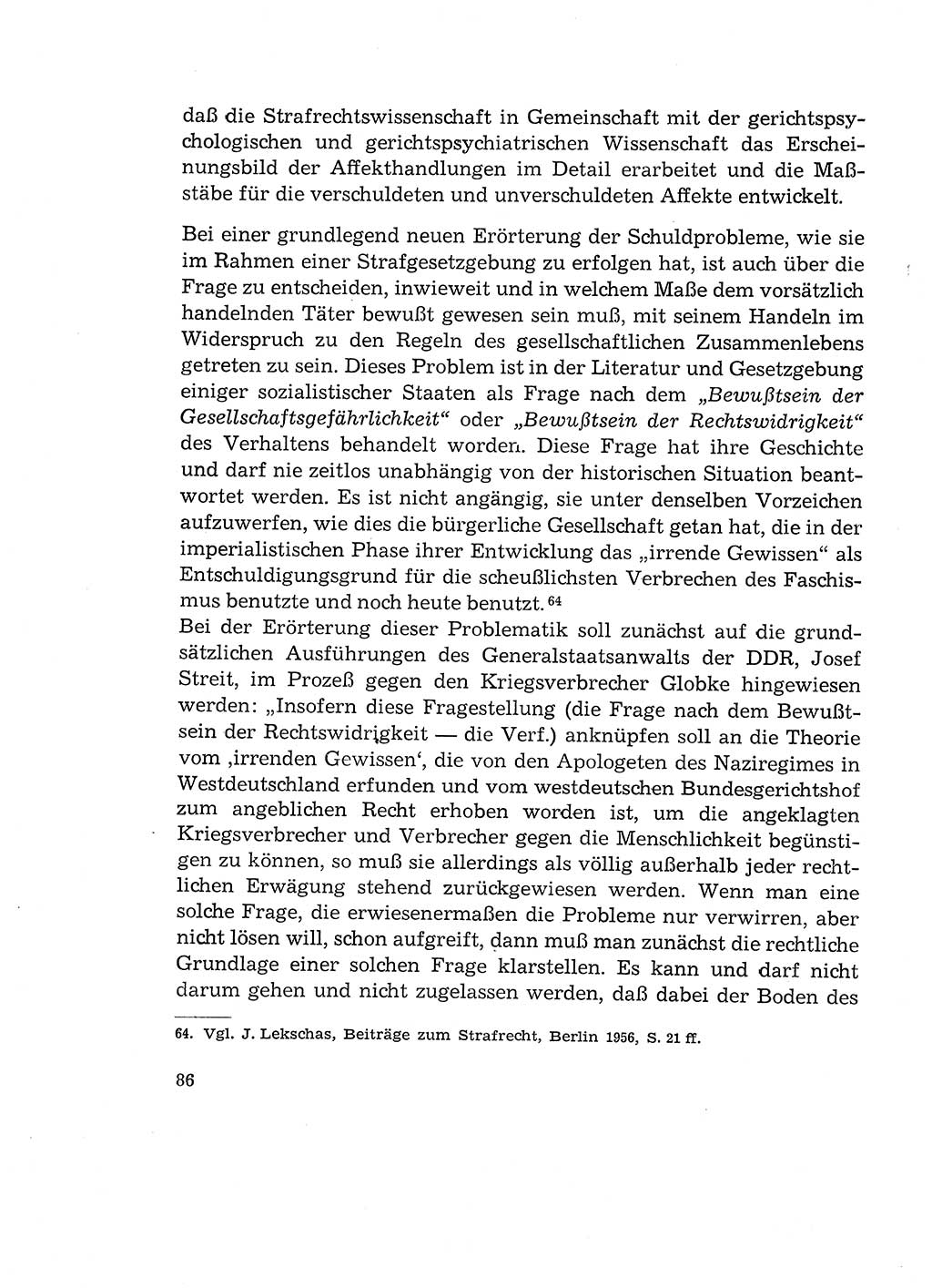 Verantwortung und Schuld im neuen Strafgesetzbuch (StGB) [Deutsche Demokratische Republik (DDR)] 1964, Seite 86 (Verantw. Sch. StGB DDR 1964, S. 86)