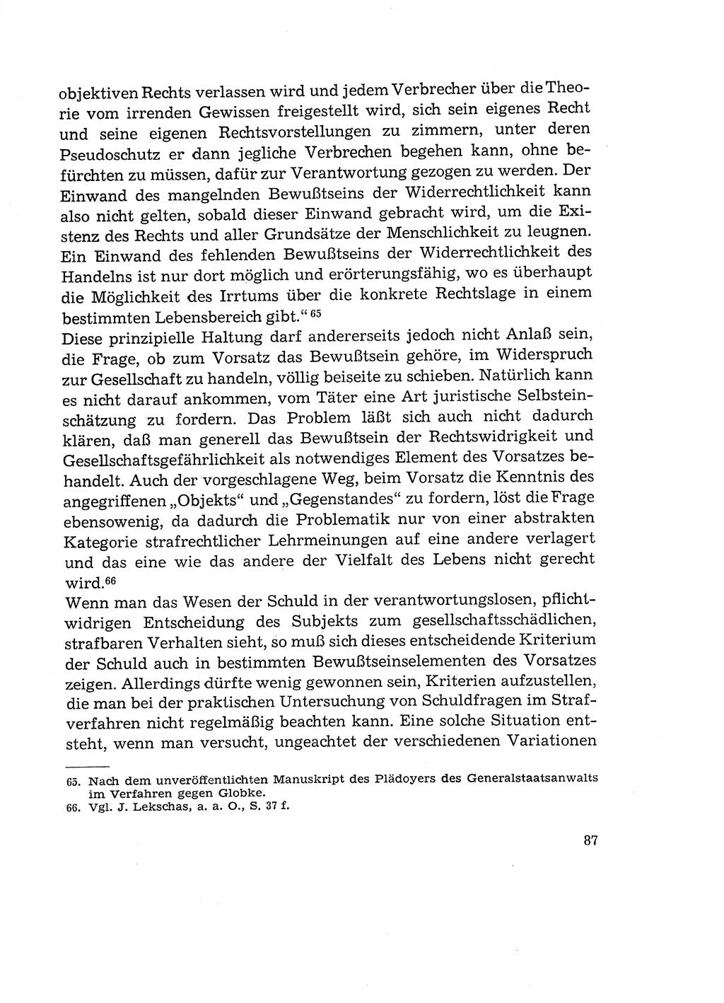 Verantwortung und Schuld im neuen Strafgesetzbuch (StGB) [Deutsche Demokratische Republik (DDR)] 1964, Seite 87 (Verantw. Sch. StGB DDR 1964, S. 87)