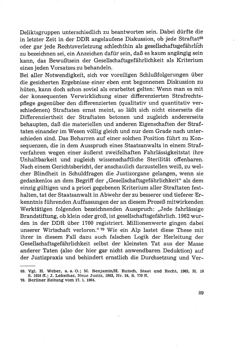 Verantwortung und Schuld im neuen Strafgesetzbuch (StGB) [Deutsche Demokratische Republik (DDR)] 1964, Seite 89 (Verantw. Sch. StGB DDR 1964, S. 89)