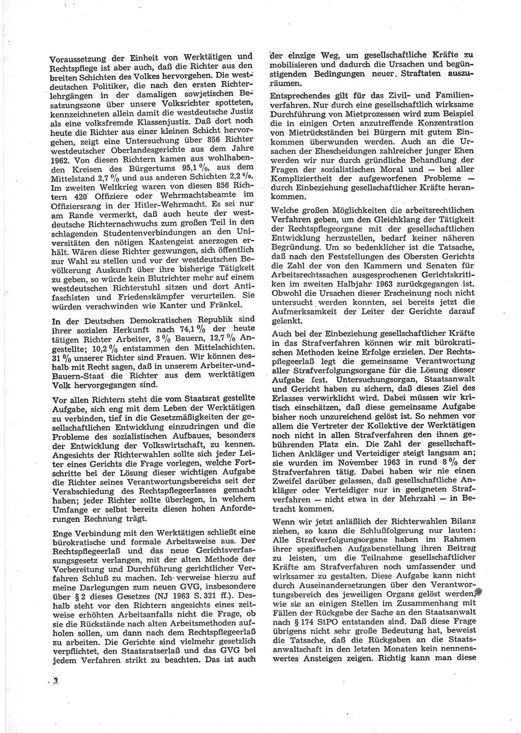 Neue Justiz (NJ), Zeitschrift für Recht und Rechtswissenschaft [Deutsche Demokratische Republik (DDR)], 18. Jahrgang 1964, Seite 2 (NJ DDR 1964, S. 2)