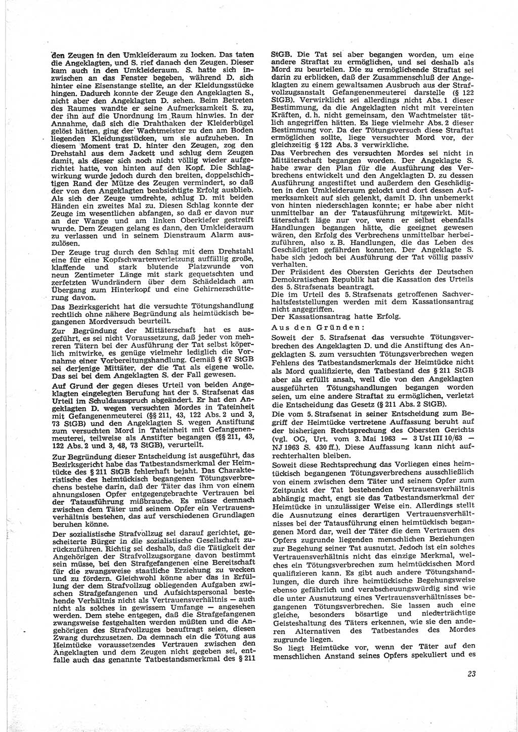 Neue Justiz (NJ), Zeitschrift für Recht und Rechtswissenschaft [Deutsche Demokratische Republik (DDR)], 18. Jahrgang 1964, Seite 23 (NJ DDR 1964, S. 23)