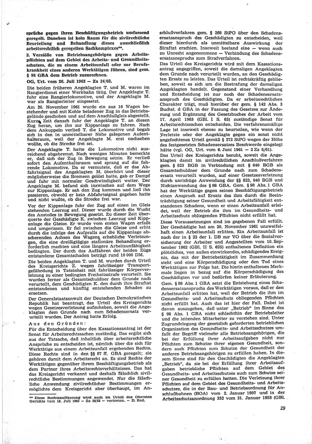 Neue Justiz (NJ), Zeitschrift für Recht und Rechtswissenschaft [Deutsche Demokratische Republik (DDR)], 18. Jahrgang 1964, Seite 29 (NJ DDR 1964, S. 29)