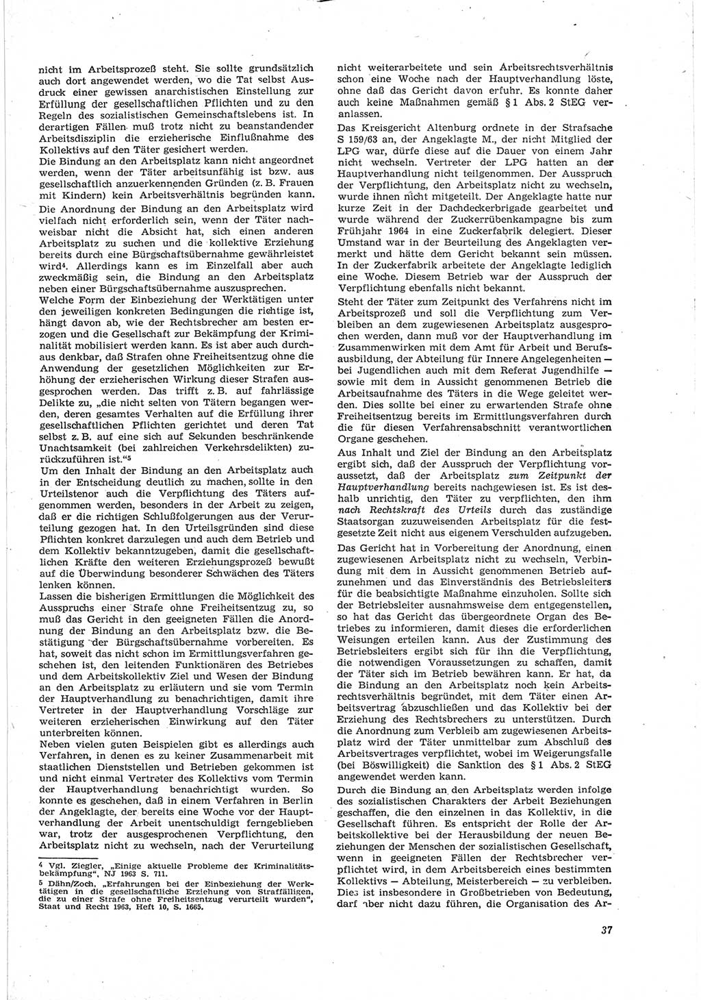 Neue Justiz (NJ), Zeitschrift für Recht und Rechtswissenschaft [Deutsche Demokratische Republik (DDR)], 18. Jahrgang 1964, Seite 37 (NJ DDR 1964, S. 37)