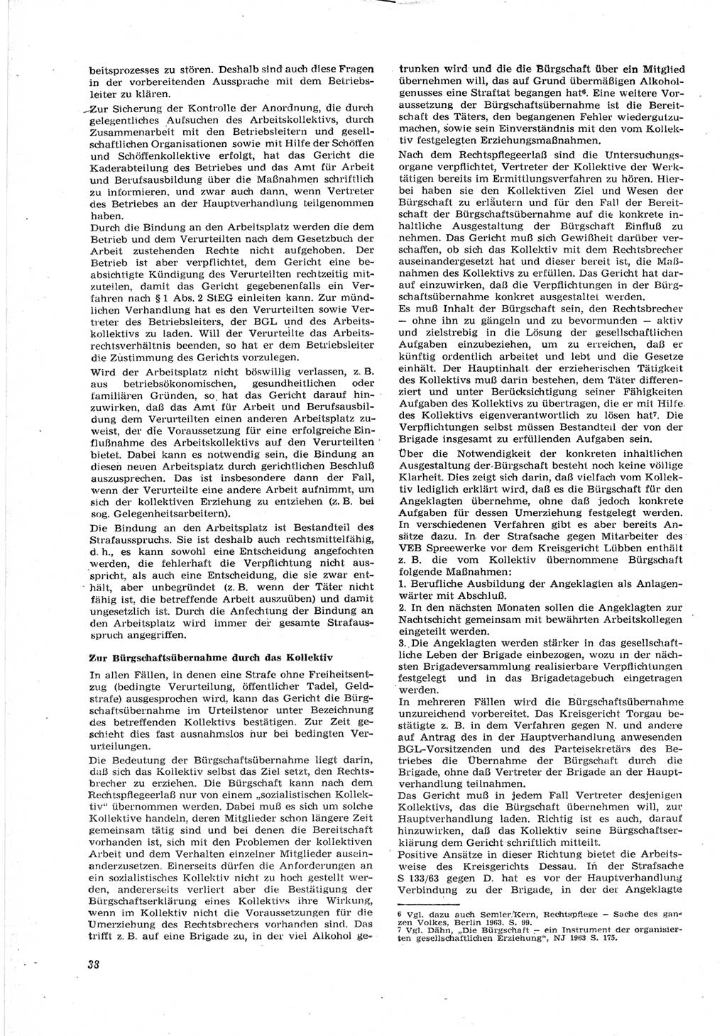 Neue Justiz (NJ), Zeitschrift für Recht und Rechtswissenschaft [Deutsche Demokratische Republik (DDR)], 18. Jahrgang 1964, Seite 38 (NJ DDR 1964, S. 38)