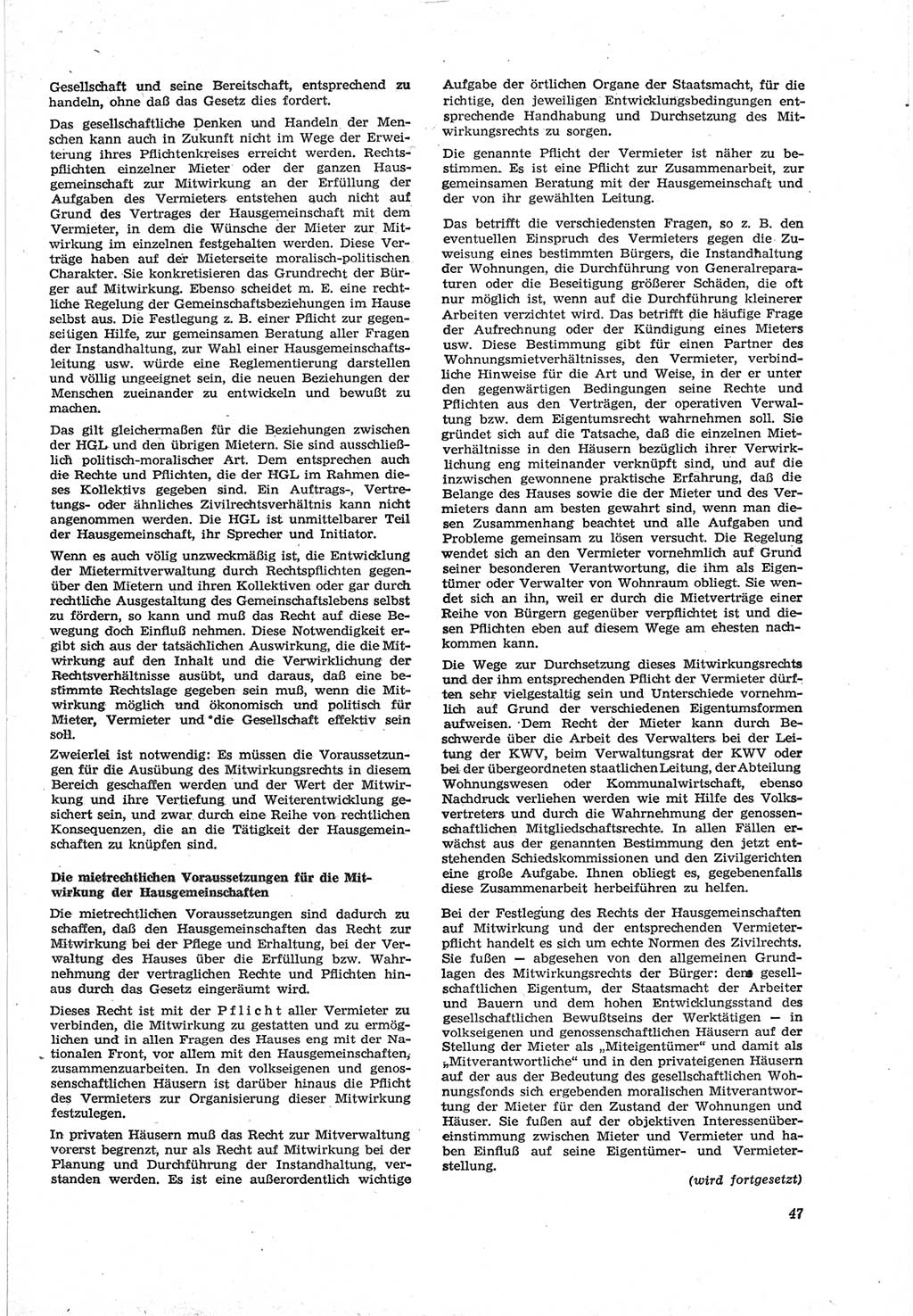 Neue Justiz (NJ), Zeitschrift für Recht und Rechtswissenschaft [Deutsche Demokratische Republik (DDR)], 18. Jahrgang 1964, Seite 47 (NJ DDR 1964, S. 47)