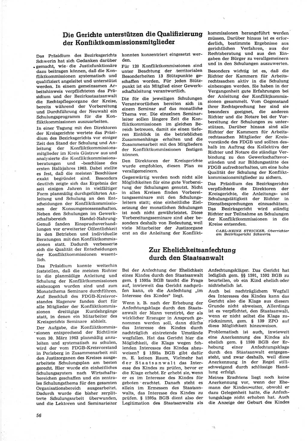 Neue Justiz (NJ), Zeitschrift für Recht und Rechtswissenschaft [Deutsche Demokratische Republik (DDR)], 18. Jahrgang 1964, Seite 56 (NJ DDR 1964, S. 56)