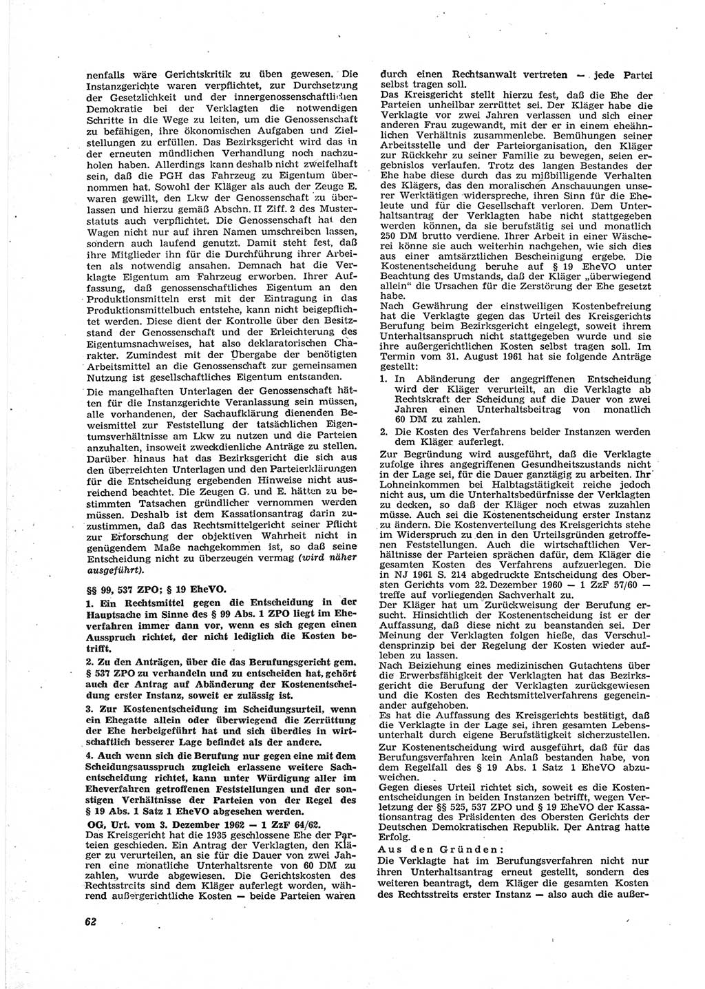 Neue Justiz (NJ), Zeitschrift für Recht und Rechtswissenschaft [Deutsche Demokratische Republik (DDR)], 18. Jahrgang 1964, Seite 62 (NJ DDR 1964, S. 62)